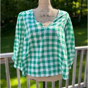 ‼️SOLD ‼️a new day gingham puff sleeved shirt